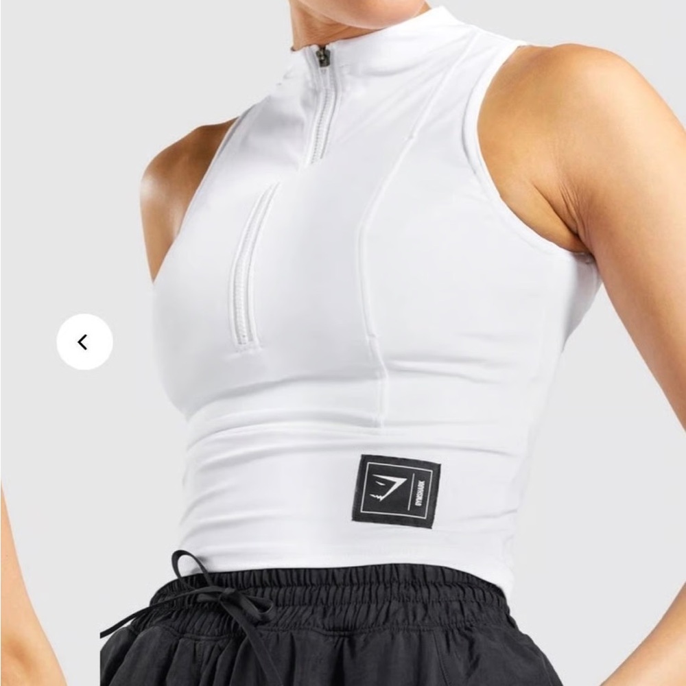 Gymshark White Sleeveless Zip-Up Top